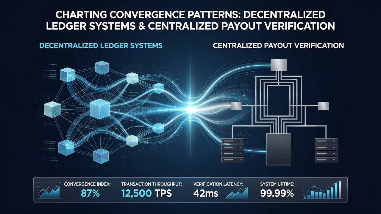 Flowchart of payout verification workflow across decentralized and centralized layers in entertainment platforms