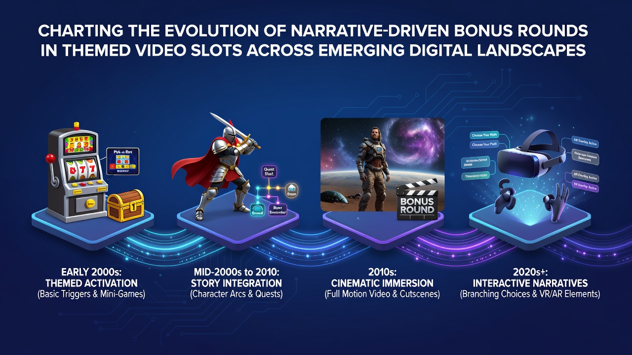 Mobile device displaying an interactive narrative bonus round in a themed video slot game