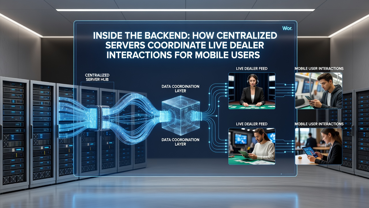 Mobile device interface connected to live dealer backend servers with synchronization metrics overlay