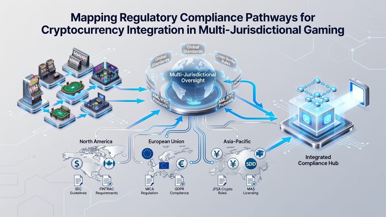 Detailed compliance pathway diagram illustrating cross-border cryptocurrency verification steps in gaming networks