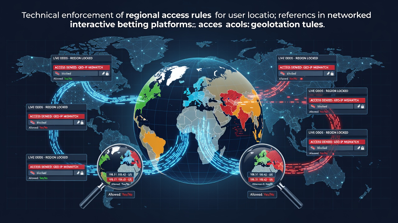 Geolocation enforcement diagram showing regional boundaries and network nodes