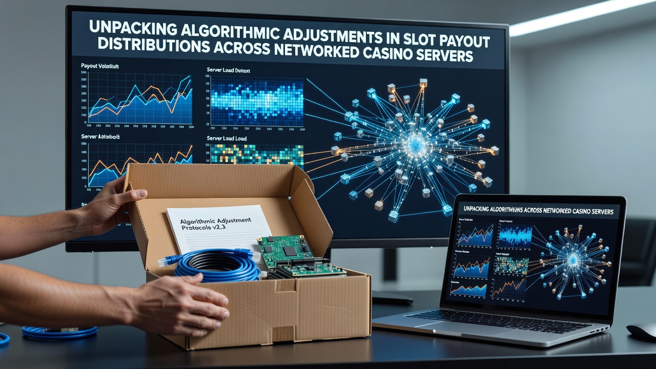 Networked casino server racks processing slot payout algorithms in a secure data center environment